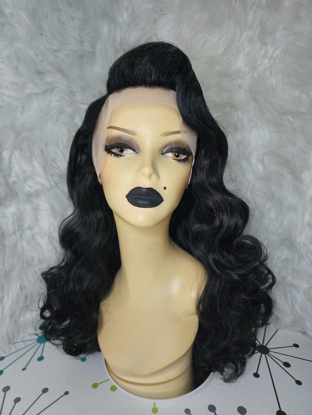 Black styled wig